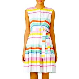 Kate Spade Cape Belted Shirt Rainbow Striped Dress Size 2